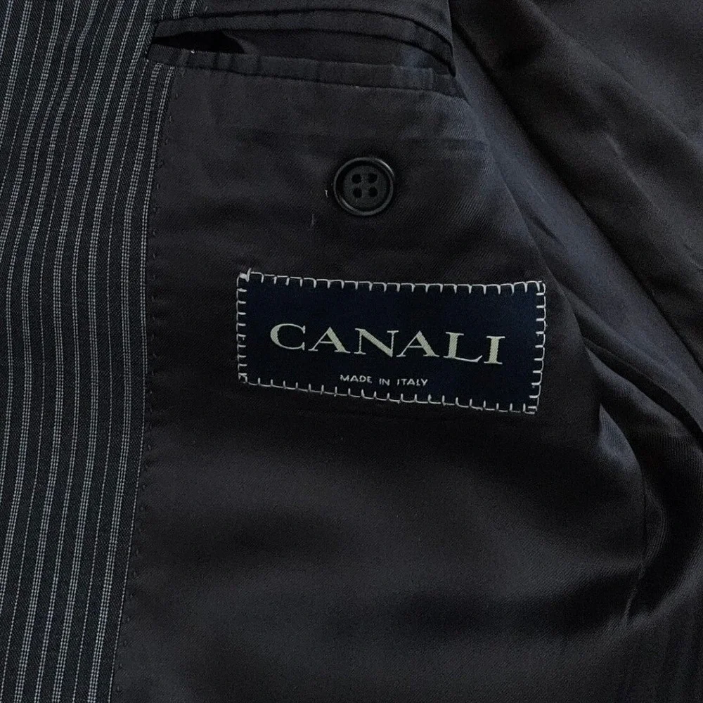 Canali Mens US 42L EU 52 Pinstripe Wool Blazer Jacket Italy Made Natural Comfort